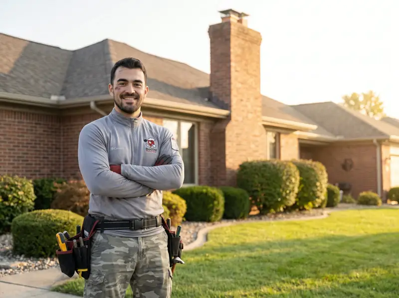 The Doctor Chimney Sweep owner in branded uniform